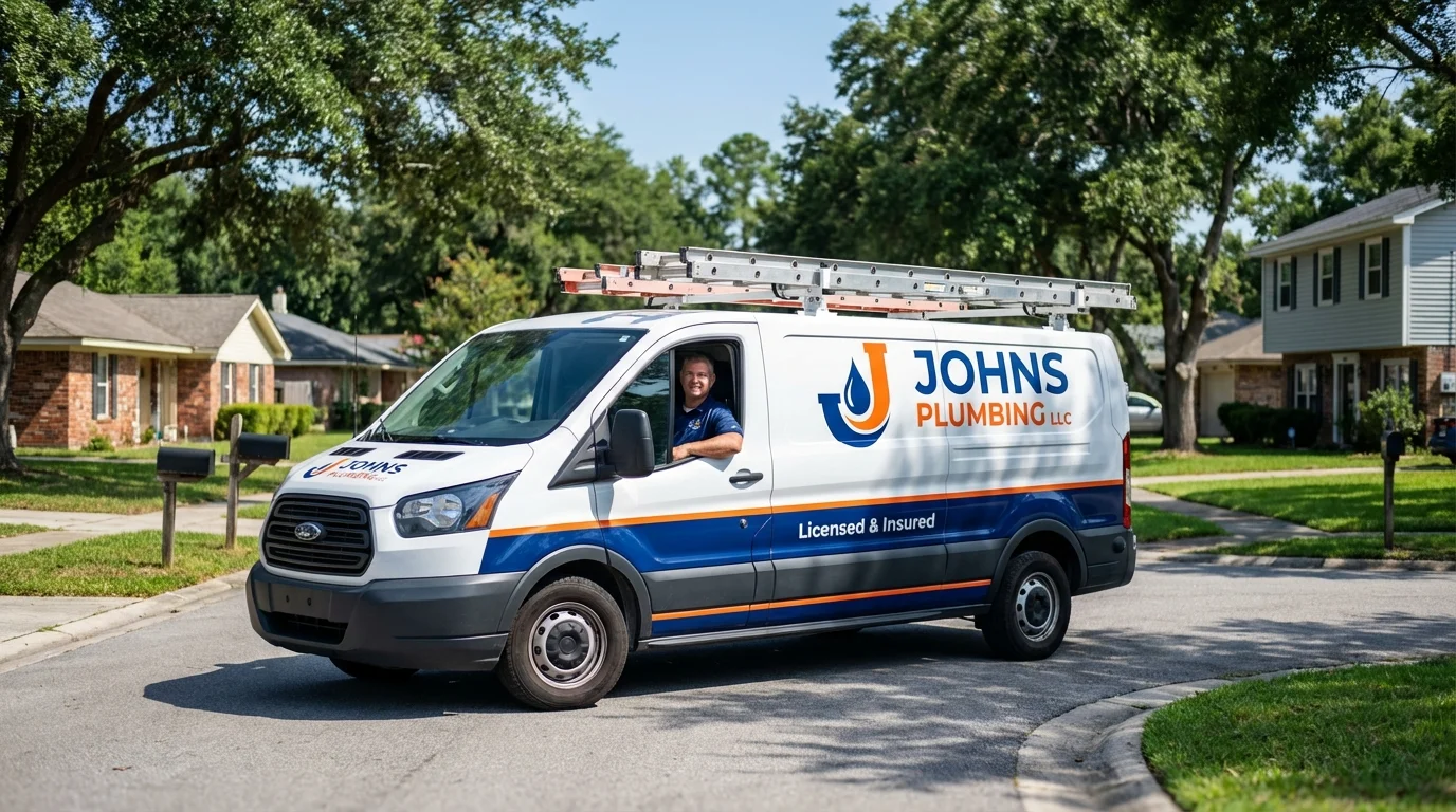 Johns Plumbing LLC service van in Sellersburg, IN