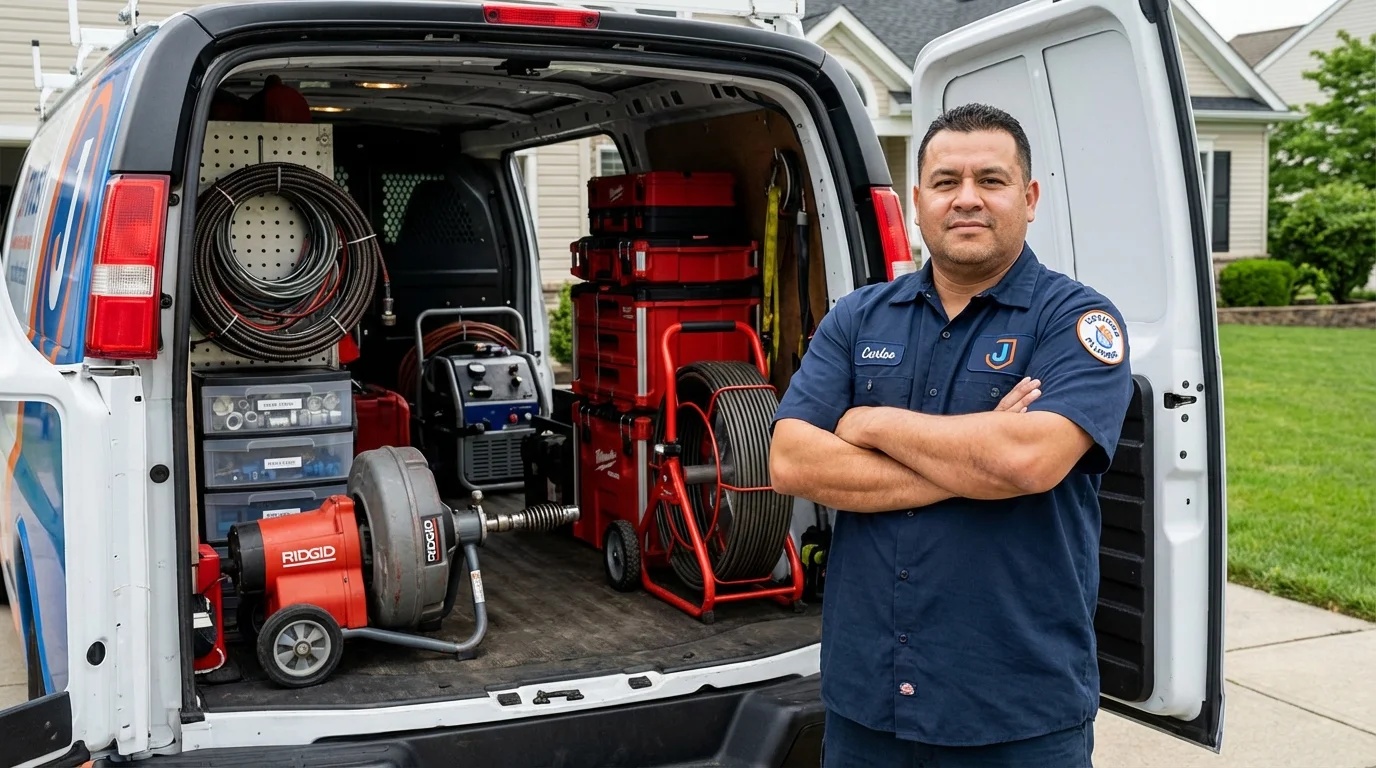 Professional drain cleaning equipment and Johns Plumbing LLC plumber in Sellersburg
