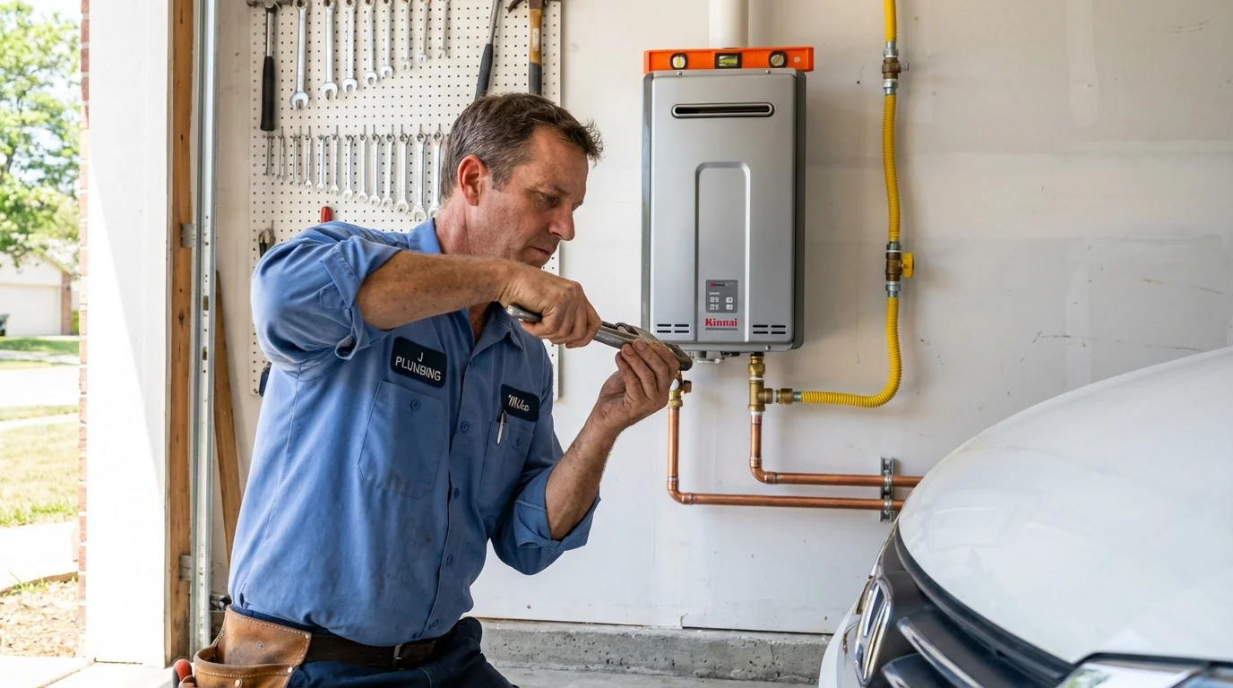 Tankless water heater installation by a Johns Plumbing LLC plumber in Sellersburg